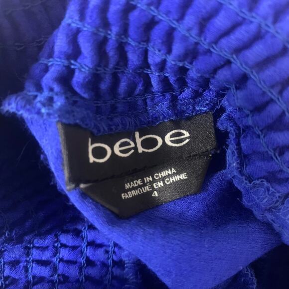 Bebe Jumpsuit Womens 4 Strapless Smocked Cut-out Pockets Lightweight Textured - Picture 6 of 10